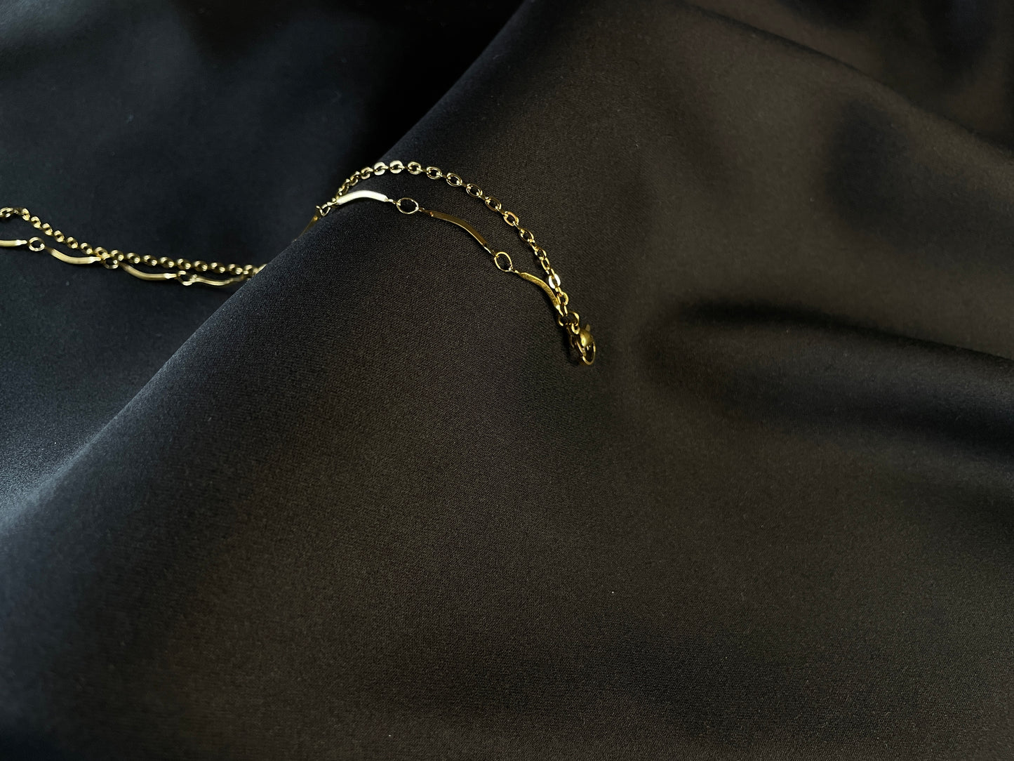 18k Gold Double Layer cross chain