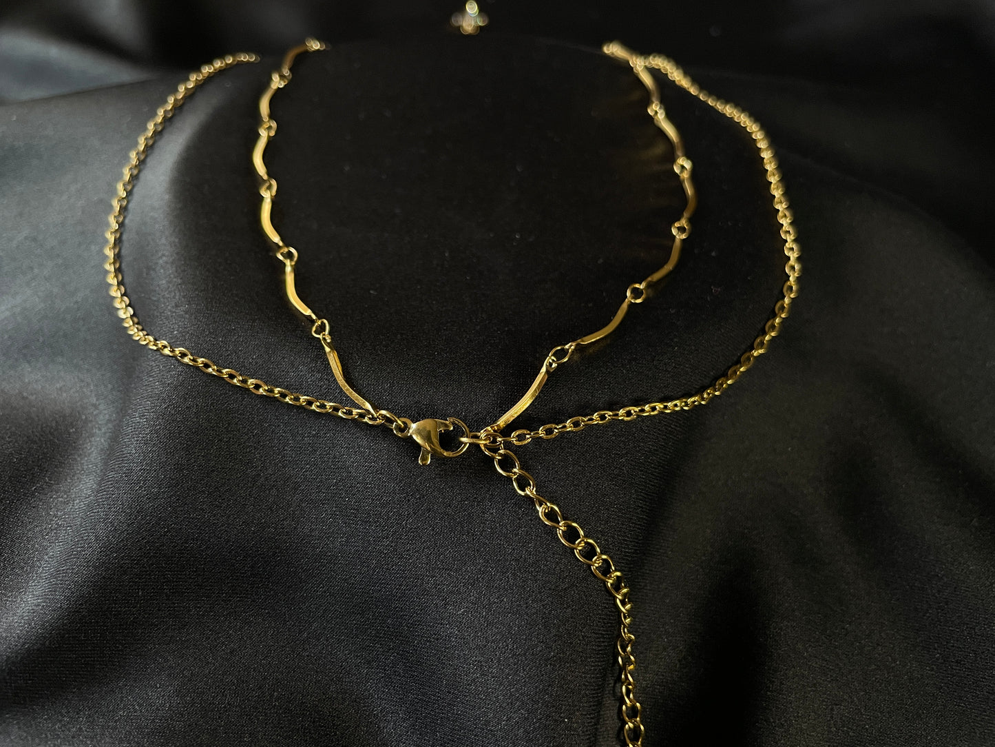 18k Gold Double Layer cross chain